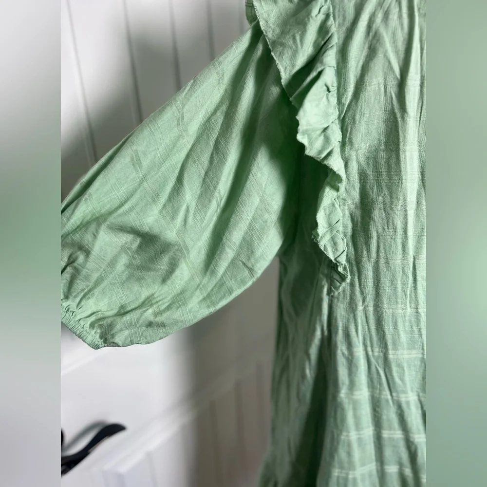 Free People Sage Green Ruffle Tunic Dress
